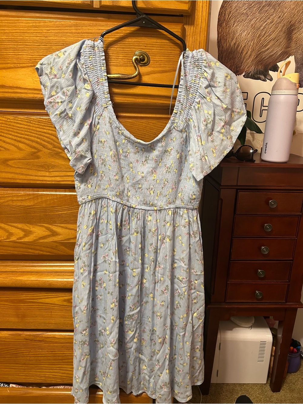 Light Blue Floral Women's Dress